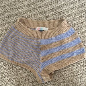Free People beach Tan and Blue Striped terry Shorts